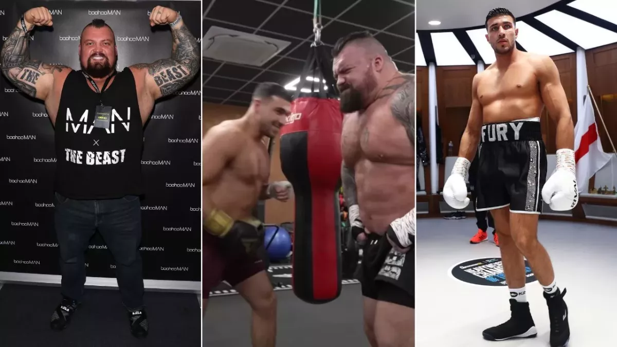 Eddie Hall a enfilé les gants avec Tommy Fury, boxeur pro. 