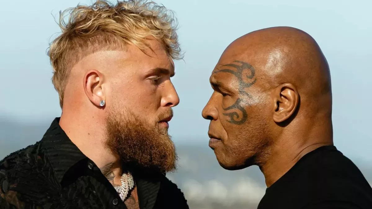 Jake Paul et Mike Tyson lors du face à face