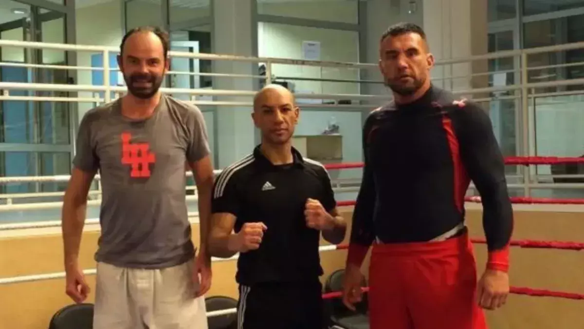 Jérôme Le Banner et Édouard Philippe à l'entrainement. 