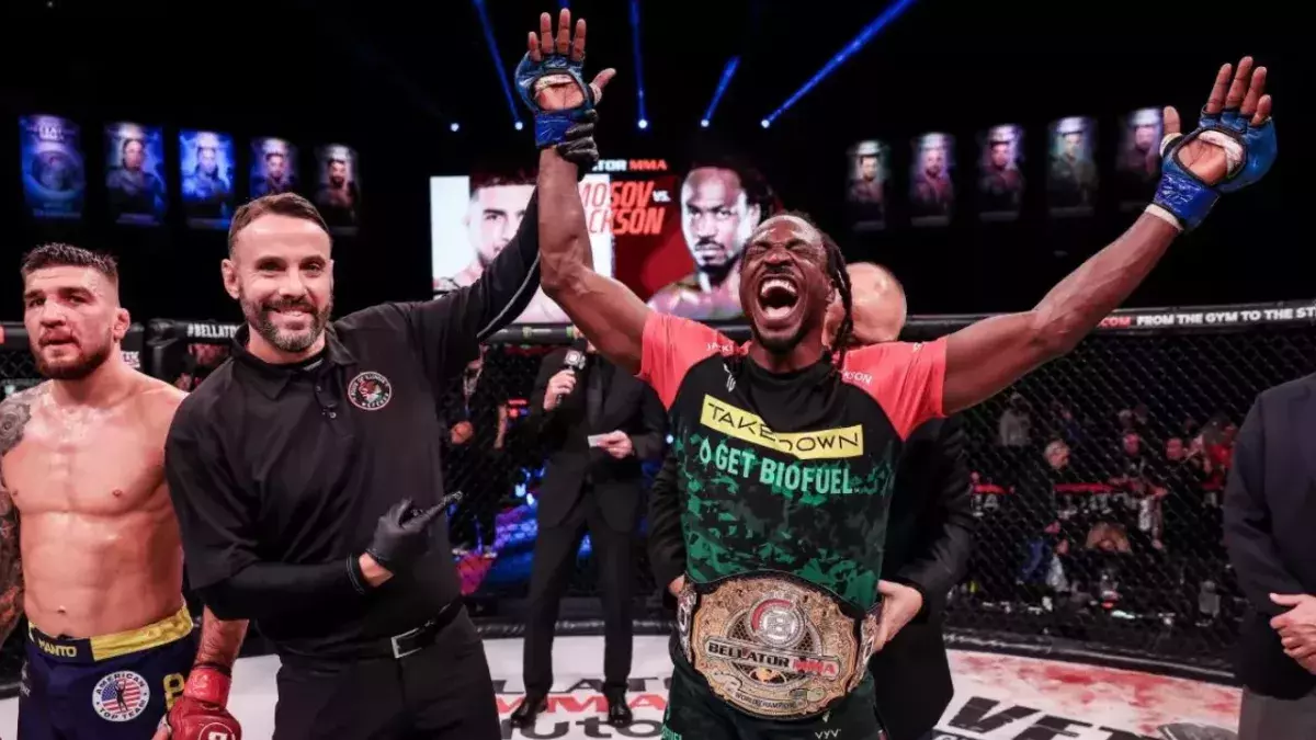 Jason Jackson devenant champion welterweight du Bellator