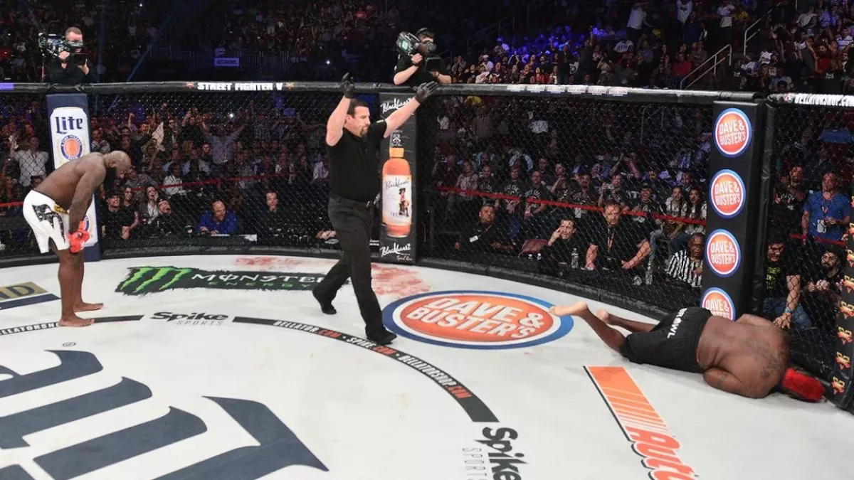 Kimbo Slice et Dada 5000 lors du Bellator 149. 