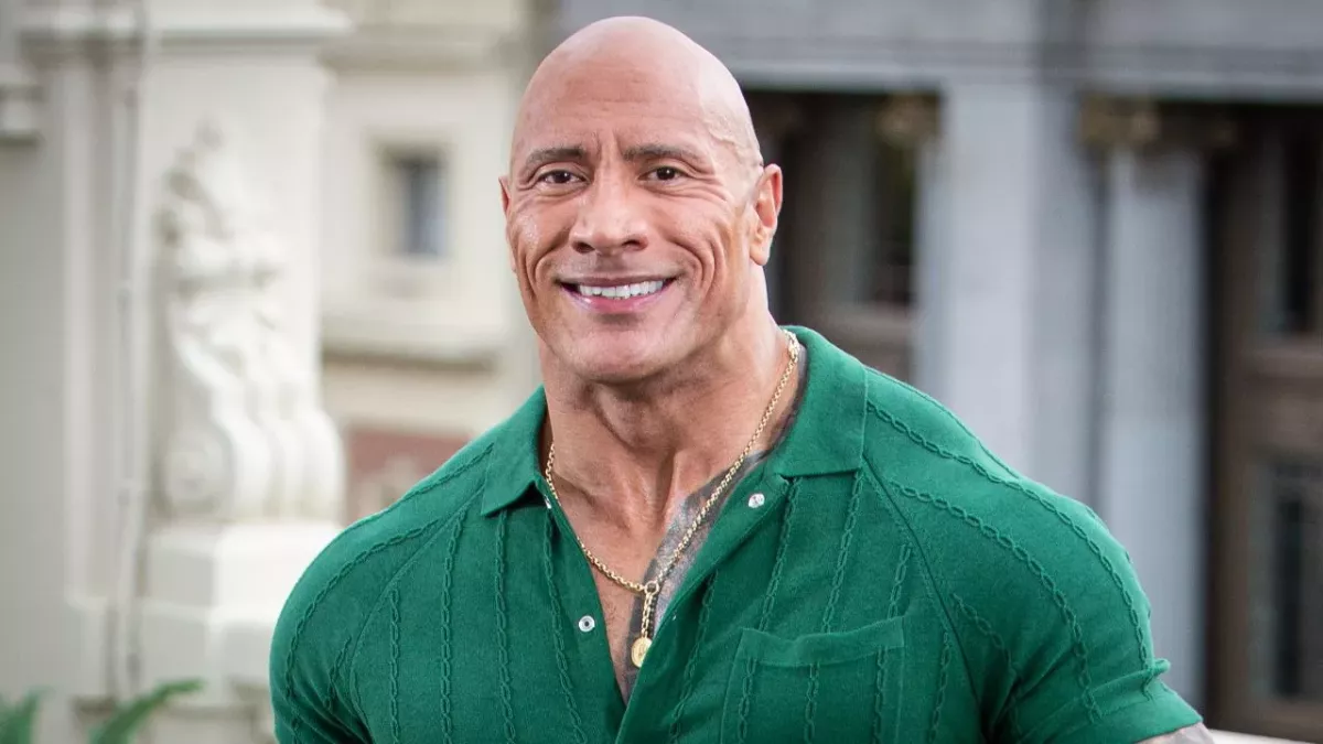 Dwayne Johnson lors de la tournée promotionnelle du film Black Adam. 