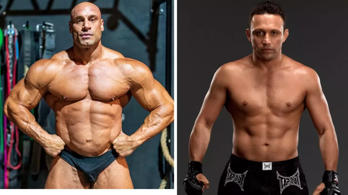 Un bodybuildeur et un combattant de MMA. 