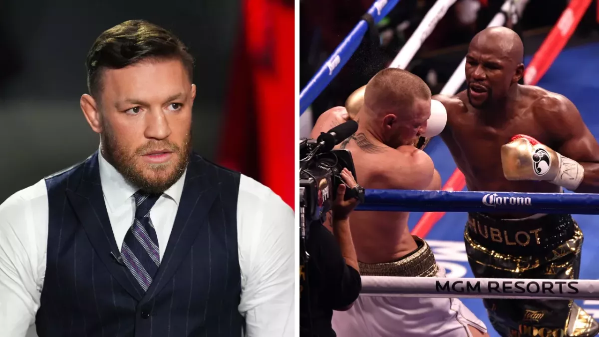 Conor McGregor et Floyd Mayweather lors de leur combat de boxe en 2017