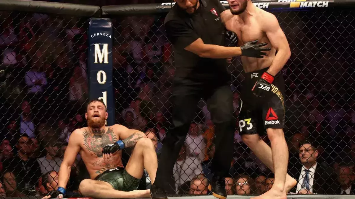 Khabib Nurmagomedov et Conor McGregor à l'UFC 229