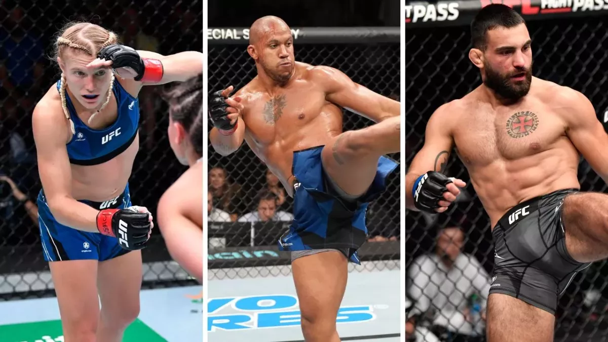 Manon Fiorot, Ciryl Gane et Benoit Saint-Denis, trois des Français qui participeront à l'UFC Paris 2023. 