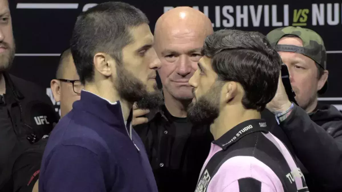 Face à face entre Islam Makhachev et Arman Tsarukyan 