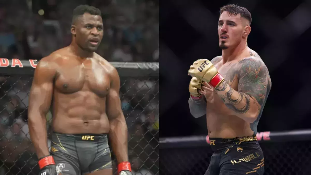 Francis Ngannou et Tom Aspinall 