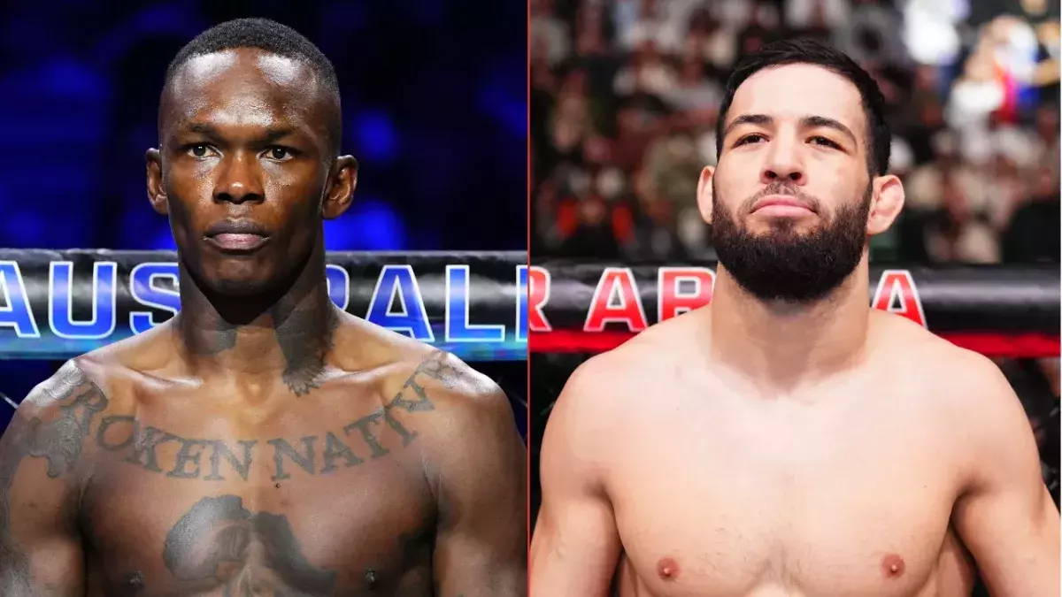 Israel Adesanya (gauche), Nassourdine Imavov (droite)