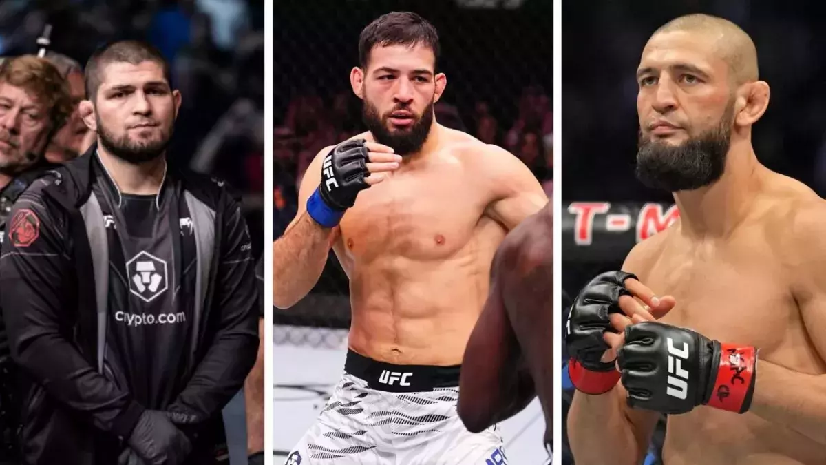Khabib Nurmagomedov, Nassourdine Imavov et Khamzat Chimaev. 