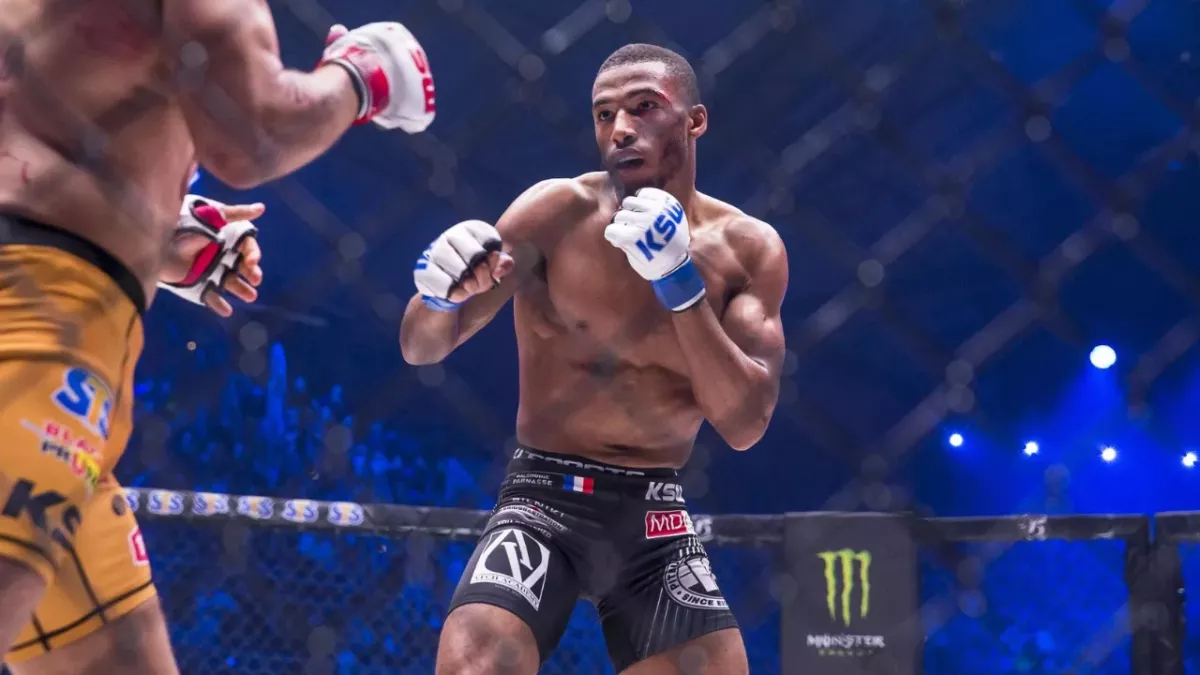 Salahdine Parnasse dans la cage du KSW